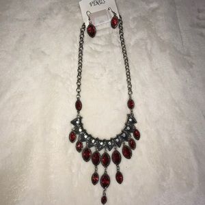 ⭐️3/$30 RED STATEMENT NECKLACE WITH EARRINGS!